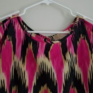 MICHAEL Michael Kors Tops - Michael Kors Pink and Black Cold Shoulder Blouse MICHAEL Michael Kors Tops - Michael Kors Pink and Black Cold Shoulder Blouse